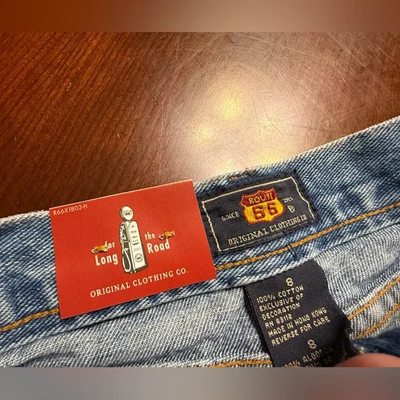 Route 66 Girls Denim Shorts - Blue and Pink - Picture 5 of 5